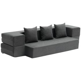 Folding Sofa Bed, 3-in-1 Foldable Couch Bed with 3 Pillows and Washable Cover, 25D High Density Memory Foam Convertible Sleeper Chair Bed