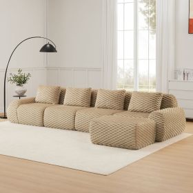 146" Modern L-Shaped Modular Sectional Sofa for Living Room,Flannelette Fabric,Oversized 4-Seater Couch,boneless sofa ,Movable Ottoman